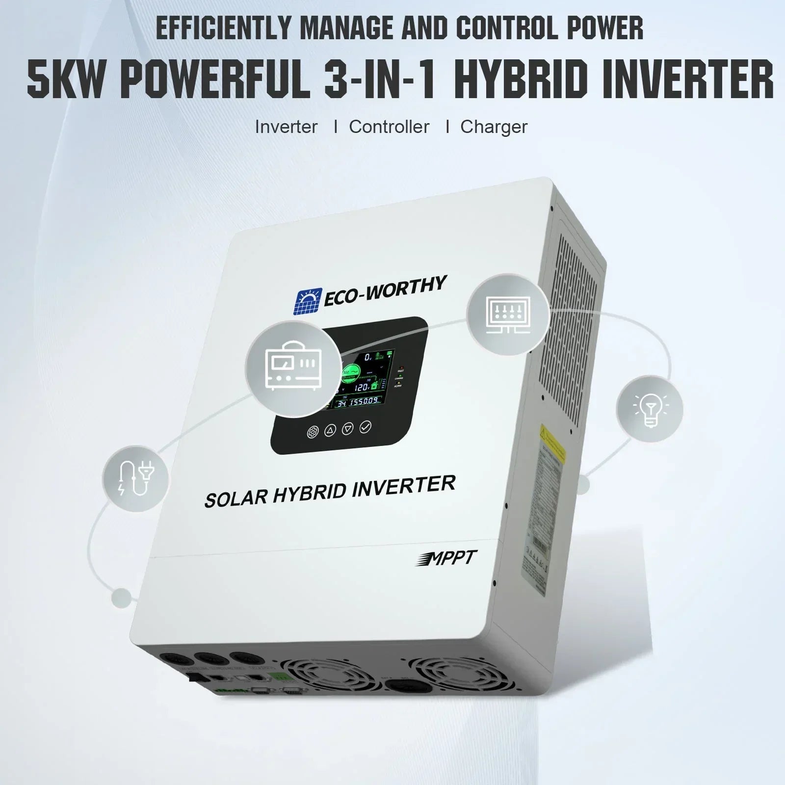 Eco-Worthy Off-Grid Home Power Bundle | 5kW Inverter + 48V 100Ah Server Rack Battery