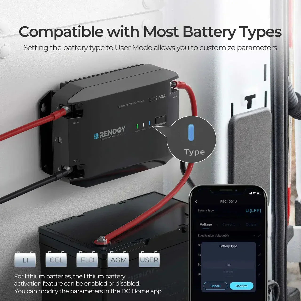 12V 20A/40A DC to DC Battery Charger