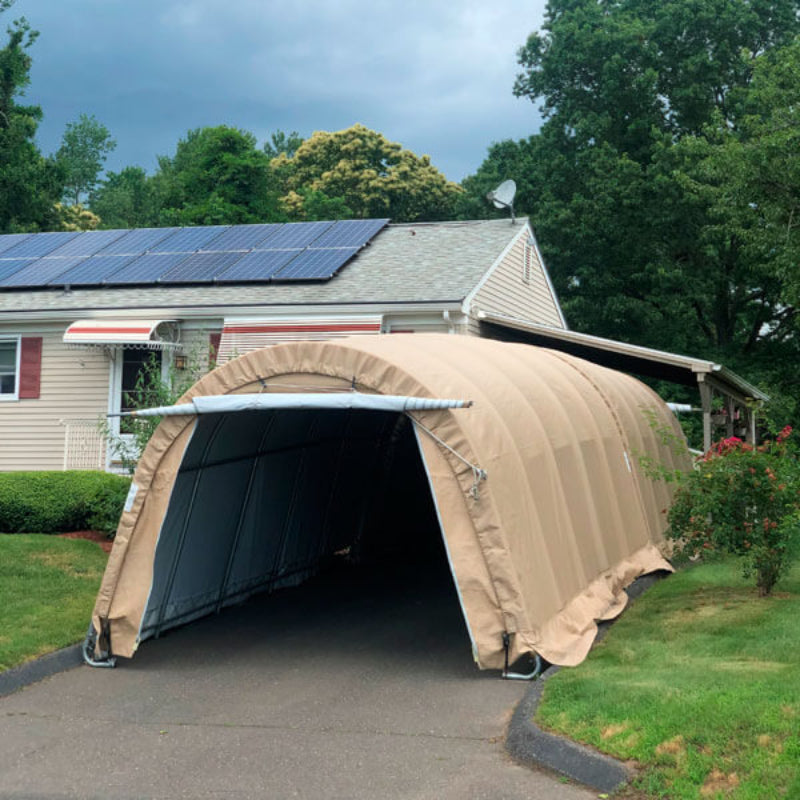 Rhino Shelter | 12’W x 40’L x 8’H Instant Garage (Extended Round Style)