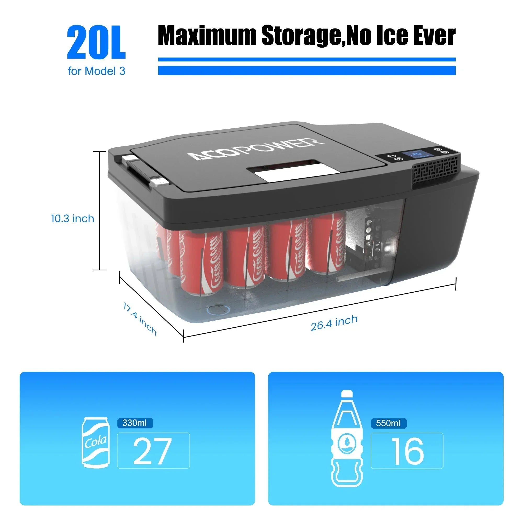 AcoPower TesFridge Portable Freezer – Specially Designed for Tesla Model 3