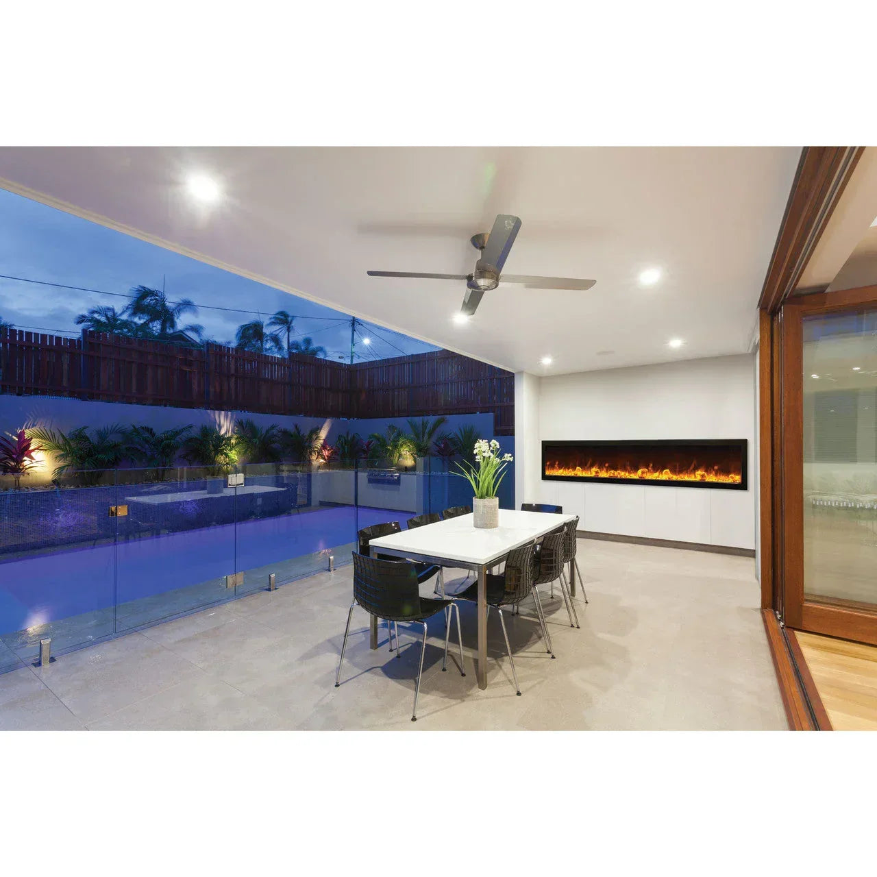 Amantii 88 Inch Panorama Slim BI-88-SLIM-OD Linear Indoor or Outdoor Electric Fireplace