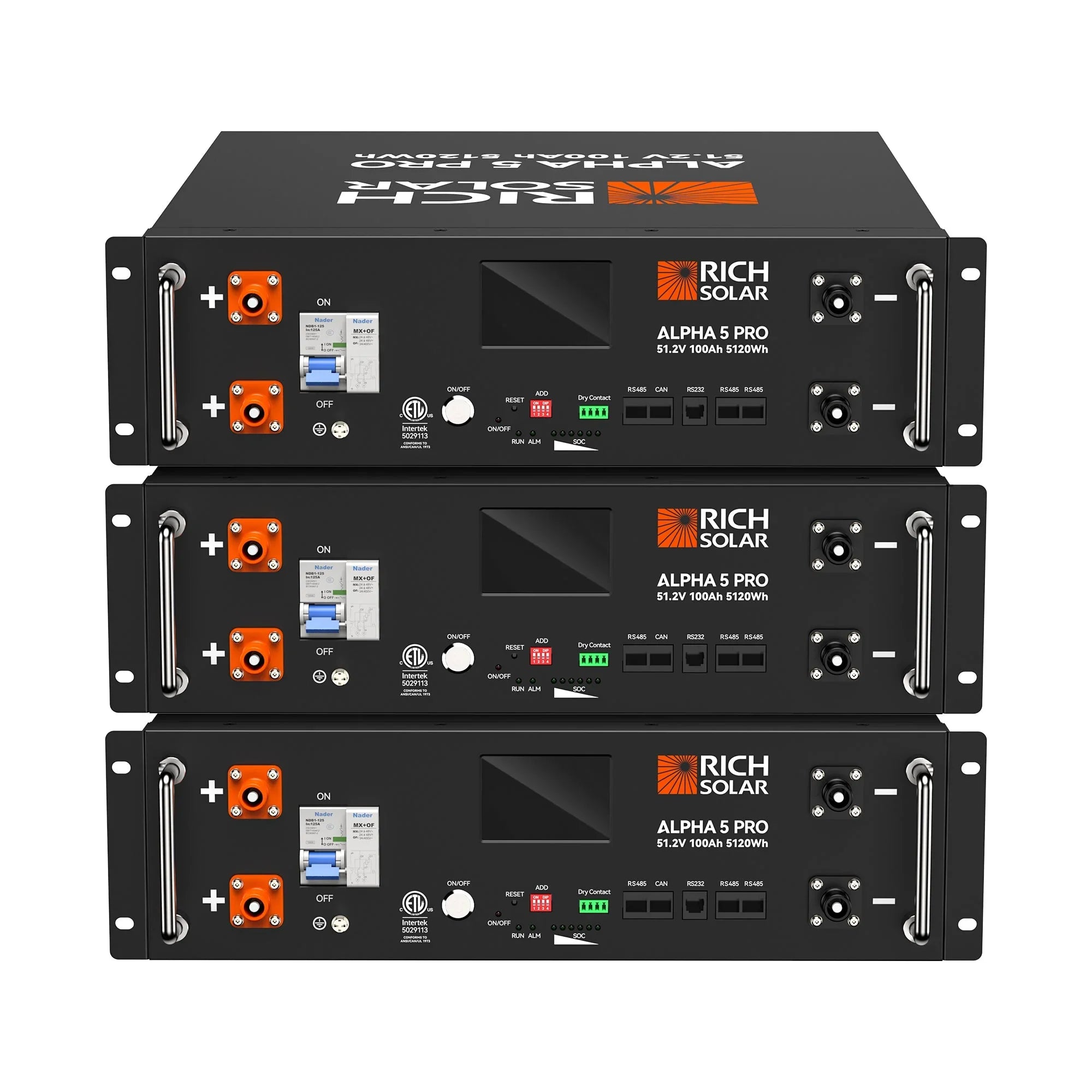 Rich Solar ALPHA 5 PRO 51.2V 100Ah LiFePO4 Battery Premium 48V Server Rack Lithium Battery for Residential, Commercial, RVs, Off-Grid