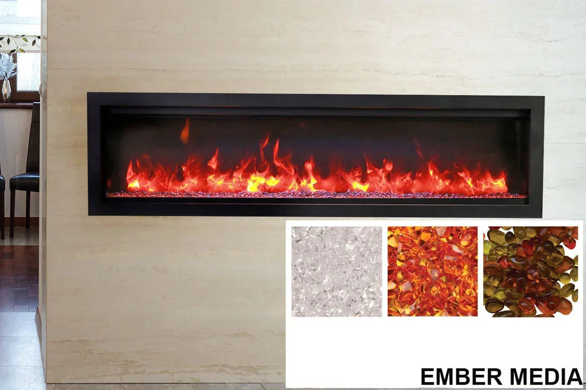 Amantii Symmetry Bespoke 34'' Wall Mount / Recessed Linear Indoor/Outdoor Electric Fireplace