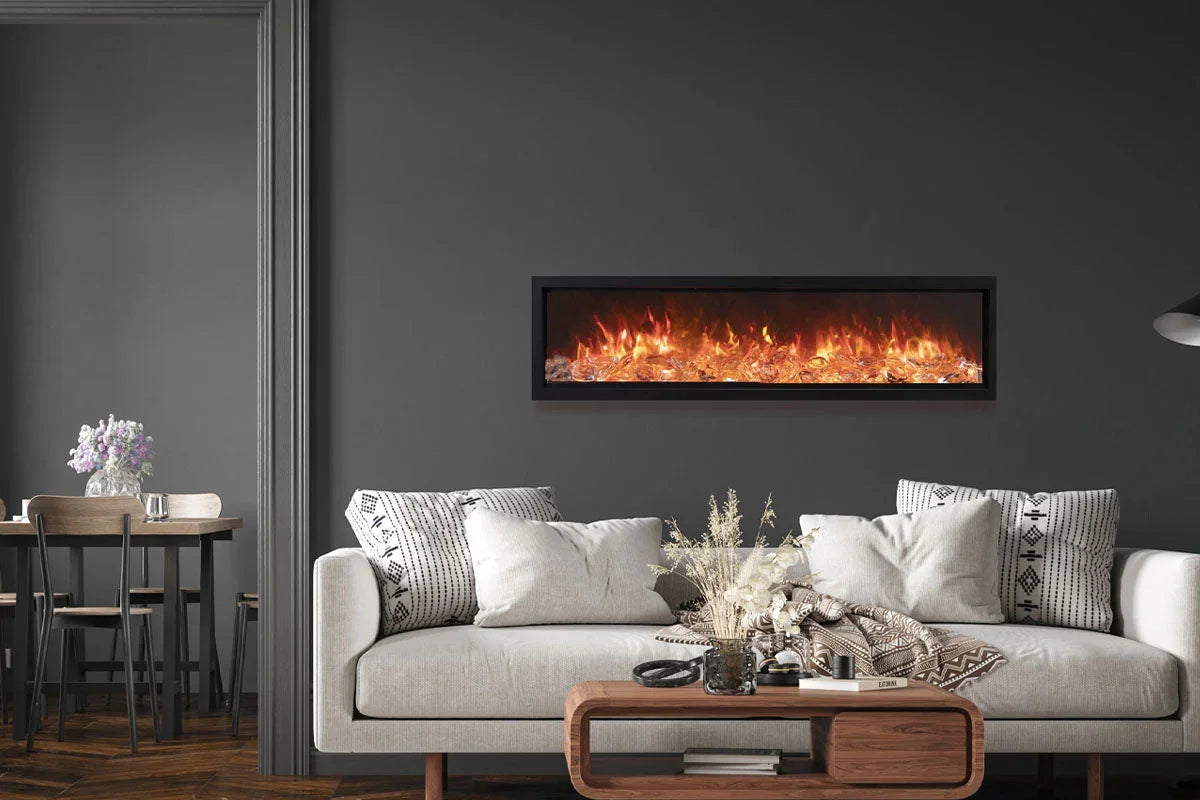 Amantii Symmetry Bespoke 34'' Wall Mount / Recessed Linear Indoor/Outdoor Electric Fireplace - Green Vista Living