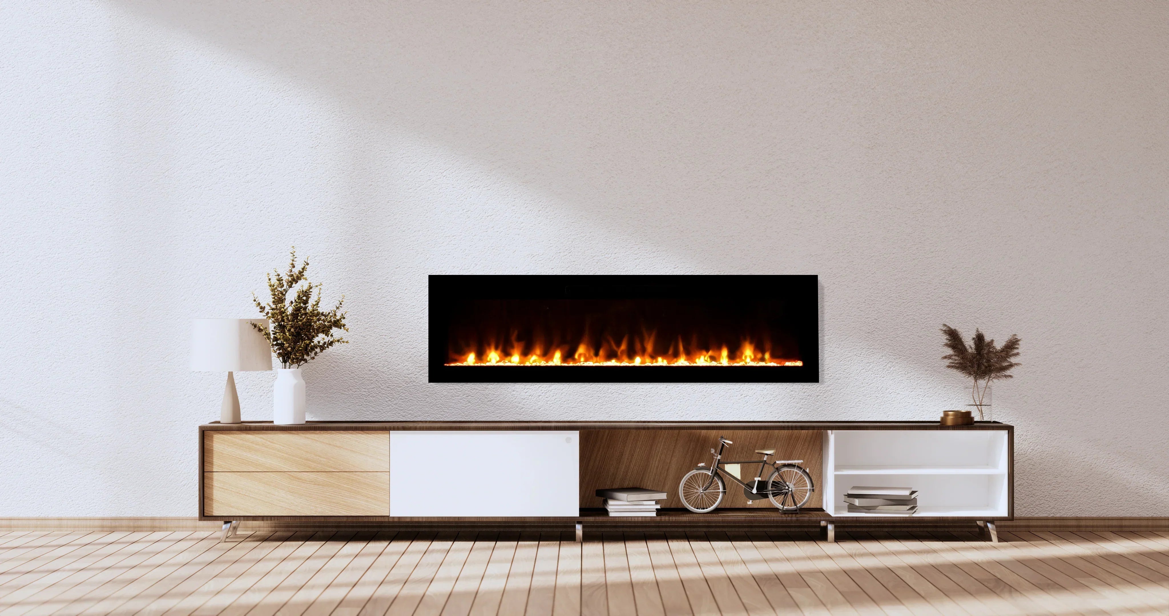 Amantii Fire & Ice Evolution 36" Linear Electric Fireplace with Frameless Display, WiFi & Multi-Color Flames