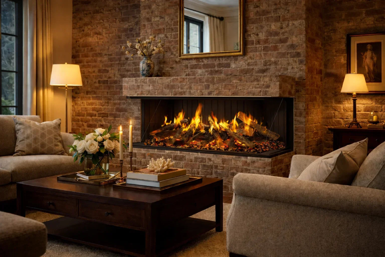 Amantii Signature MultiView Holo 55" 3-Sided Indoor Electric Fireplace
