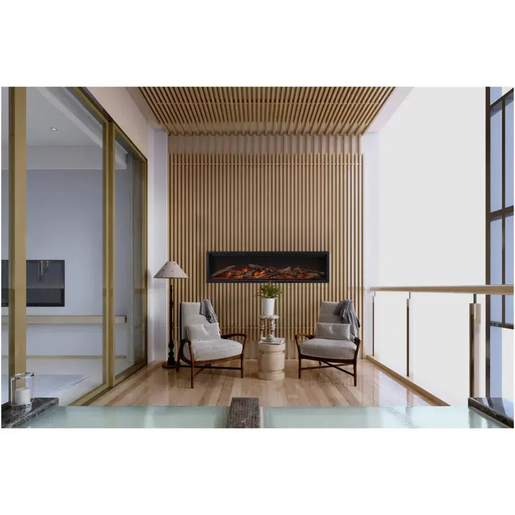 Amantii Symmetry Lumina 100" Smart Built-In Electric Fireplace – Indoor/Outdoor with LED Logset & Front Heat Vent - Green Vista Living