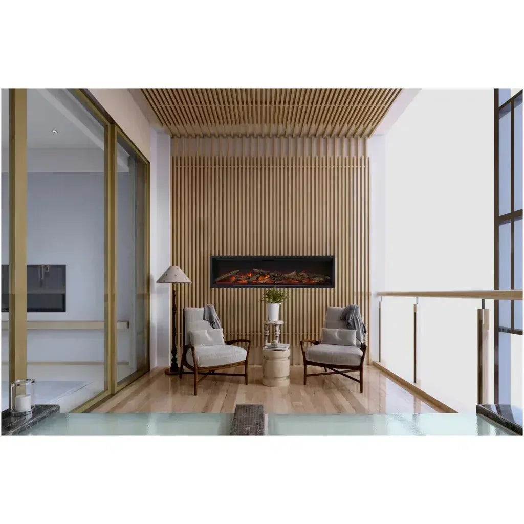 Amantii Symmetry Lumina 34" Indoor/Outdoor Smart Built-in Electric Fireplace with LED Logset