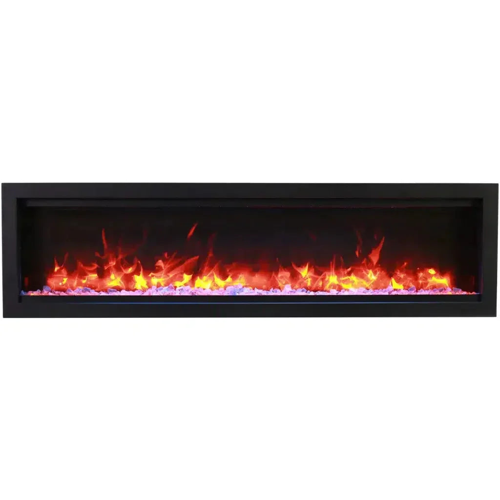 Amantii Symmetry Lumina 88" Smart Electric Fireplace – Indoor/Outdoor Built-in with LED Logset & Front Heat Vent - Green Vista Living