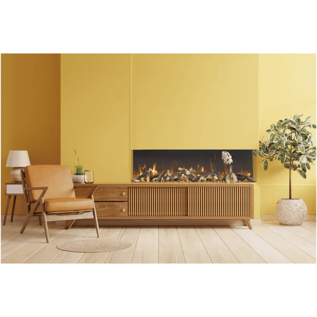 Amantii Tru View Bespoke 65" Three-Sided Indoor/Outdoor Electric Fireplace with WiFi and Bluetooth - Green Vista Living