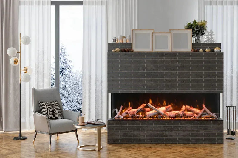 Amantii 65 Inch Tru View Bespoke Built-In Indoor / Outdoor 3 Sided Electric Fireplace - Green Vista Living