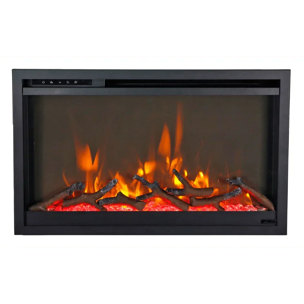 Amantii 26 inch Remii CLASSIC-SLIM-26 Steel Surround Classic Extra Slim Built In Electric Fireplace