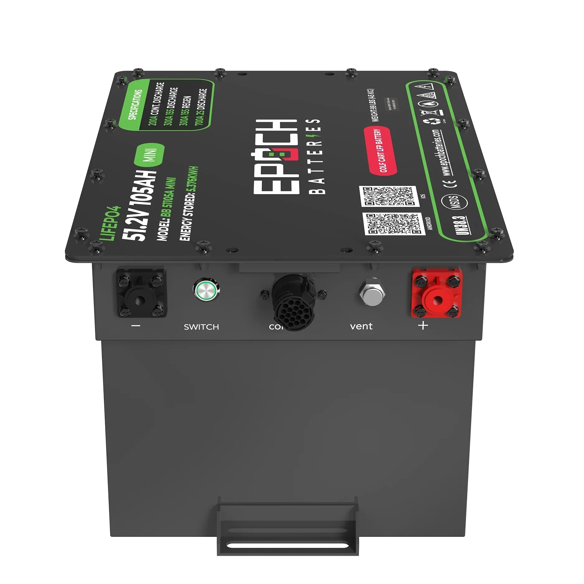 Epoch Batteries 48V 105Ah MINI - Lithium (LiFePO4) Golf Cart Battery - Complete Kit