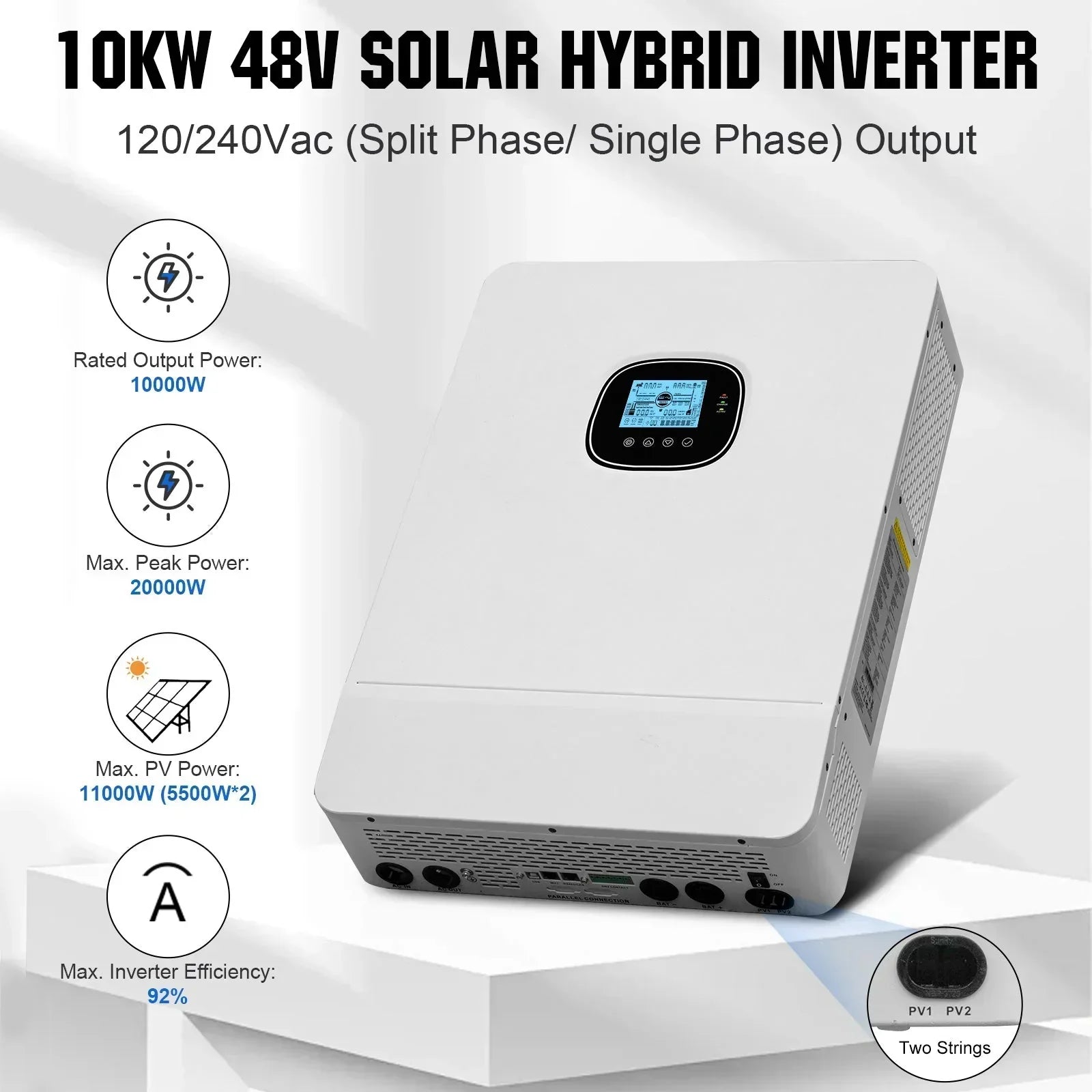 Eco-Worthy 10kw Complete Off-Grid Solar Power System |20.48kWh/61.44kWh Battery | 10000W 120/240V | 4920W/14760W PV