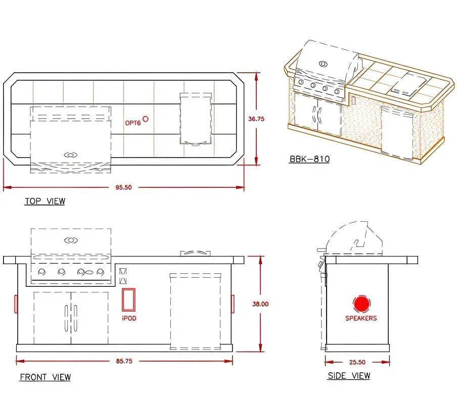 Cal Flame Bel Air Q 8 Ft. BBQ Grill Island - BBK810