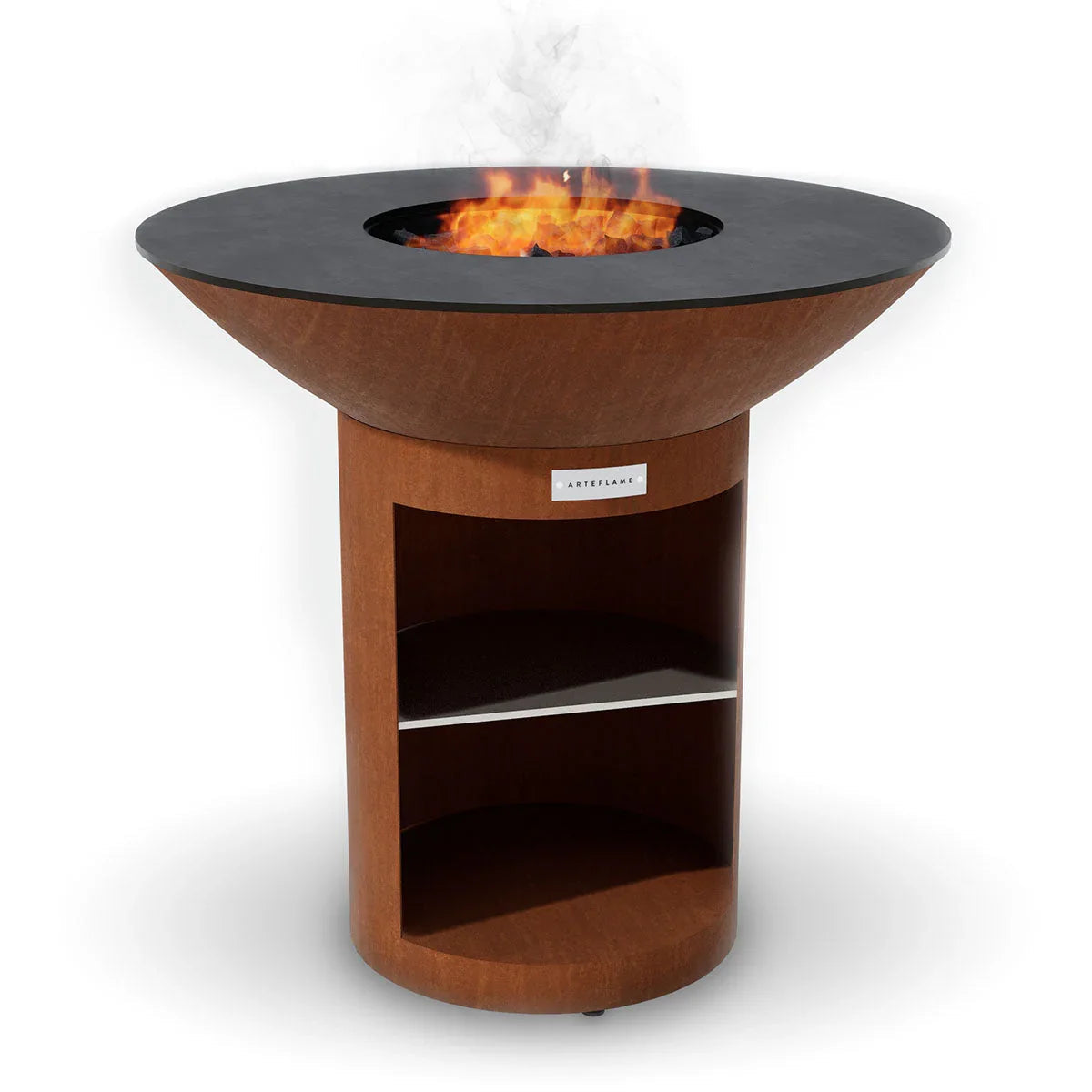 Arteflame Classic 40″ — Storage Base Flat-Top Grill & Fire Bowl (CORTEN Steel) - Green Vista Living