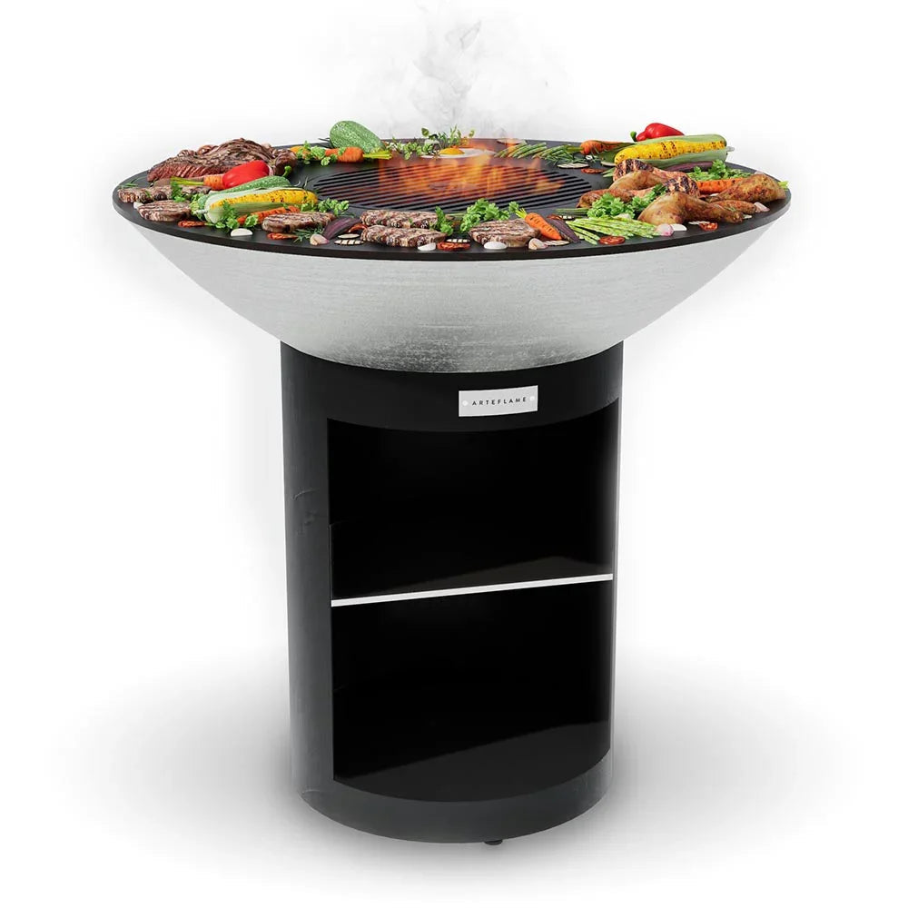 Arteflame 40″ Platinum Series — Stainless Fire Bowl Flat-Top Grill with Storage Base - Green Vista Living