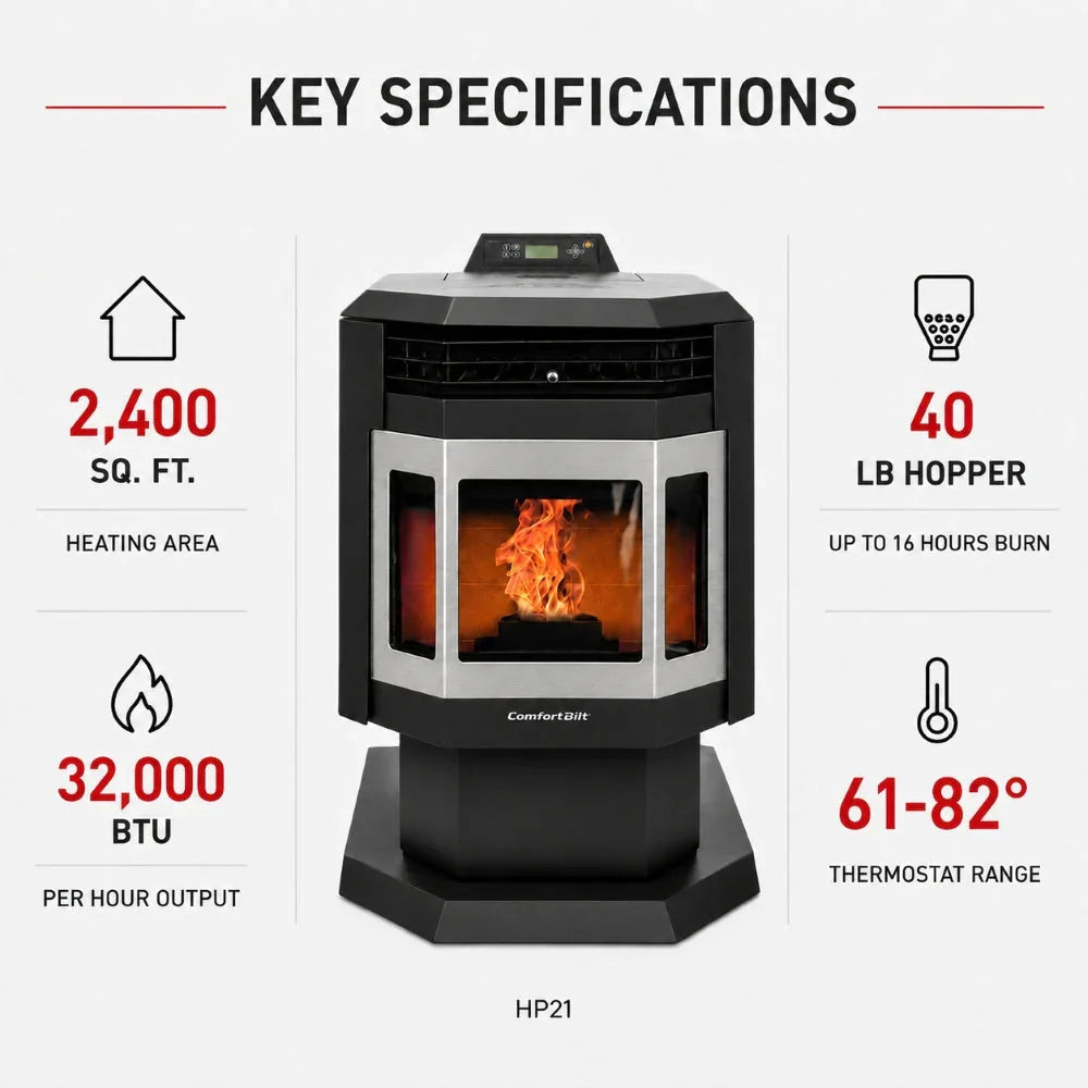 ComfortBilt HP21-SS Pellet Stove - Stainless Steel Trim