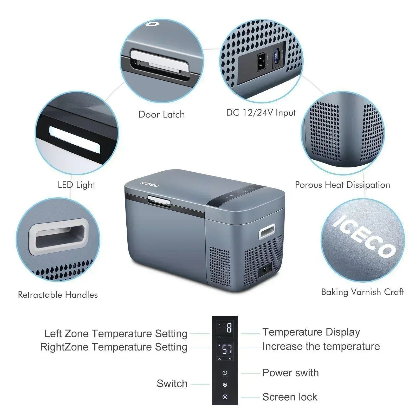 ICECO GO20 21QT Dual Zone Portable Fridge Car Freezer