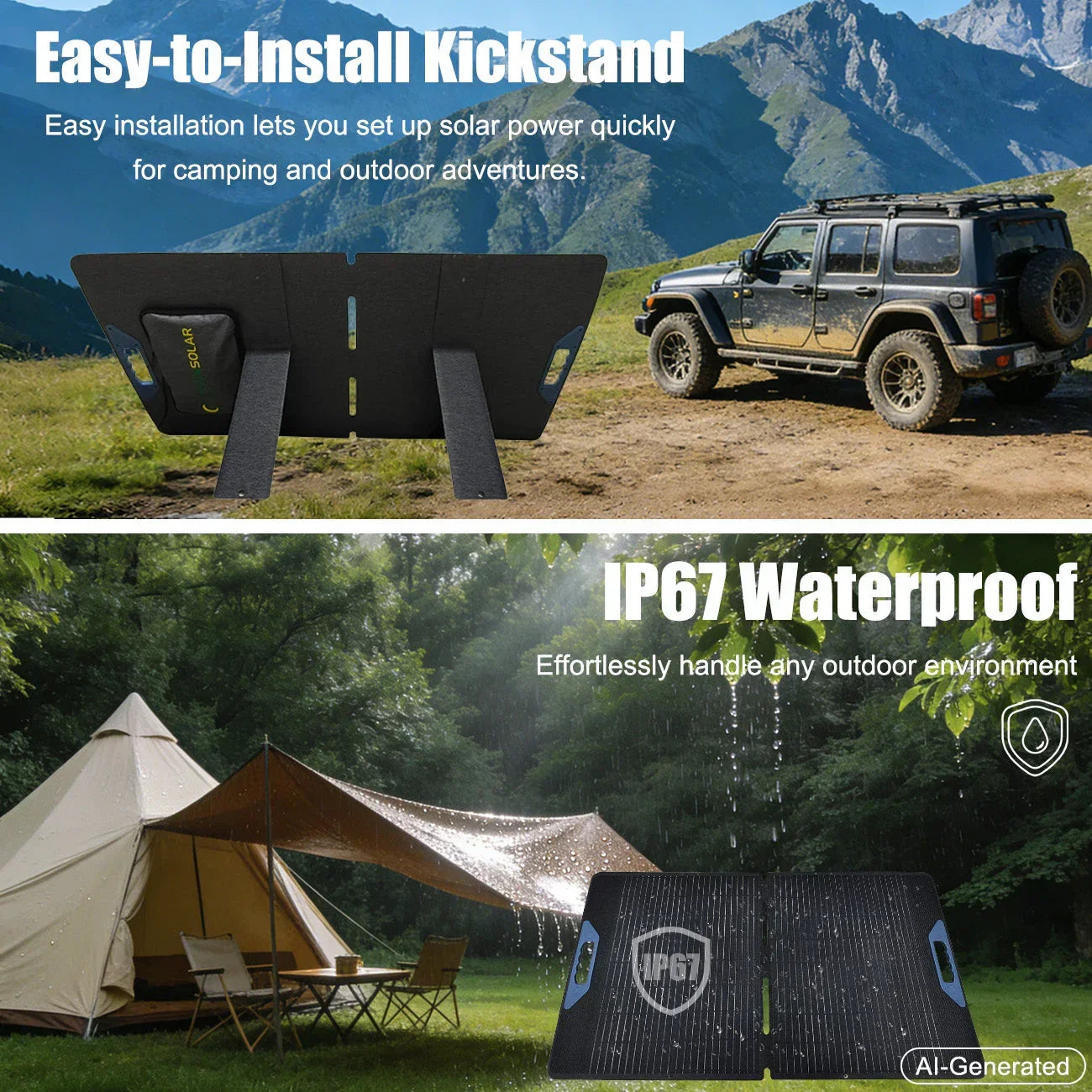 Lensun 100W 12V Waterproof Foldable Solar Panel