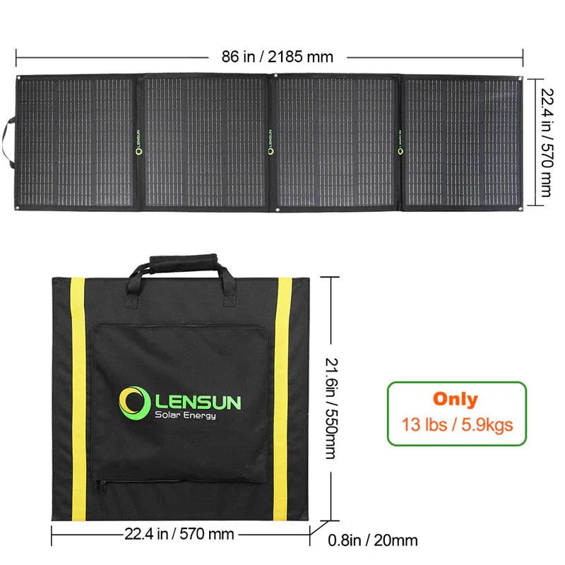 Lensun 200W Foldable Solar Panel for GoalZero, Jackery... etc Power Station