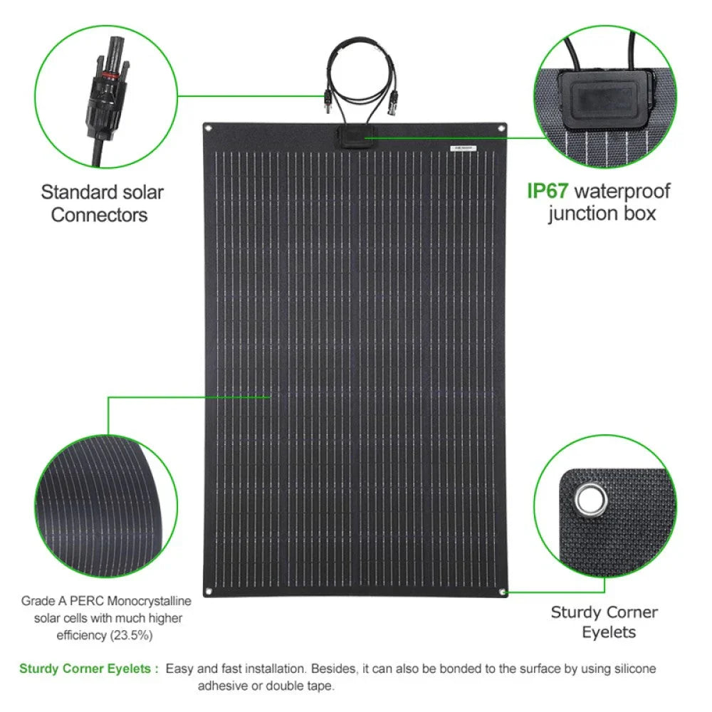 Lensun 150W 12V Black Flexible Solar Panel