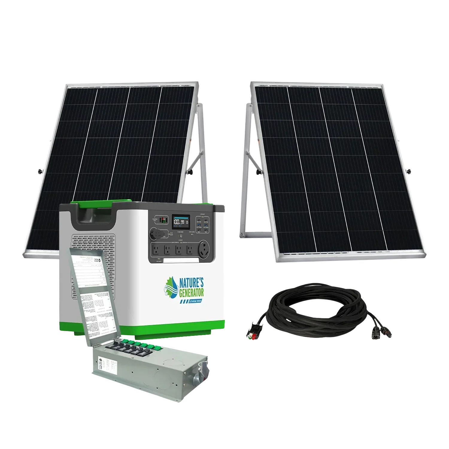 Nature's Generator Lithium 3600 Solar Generator and Transfer Switch
