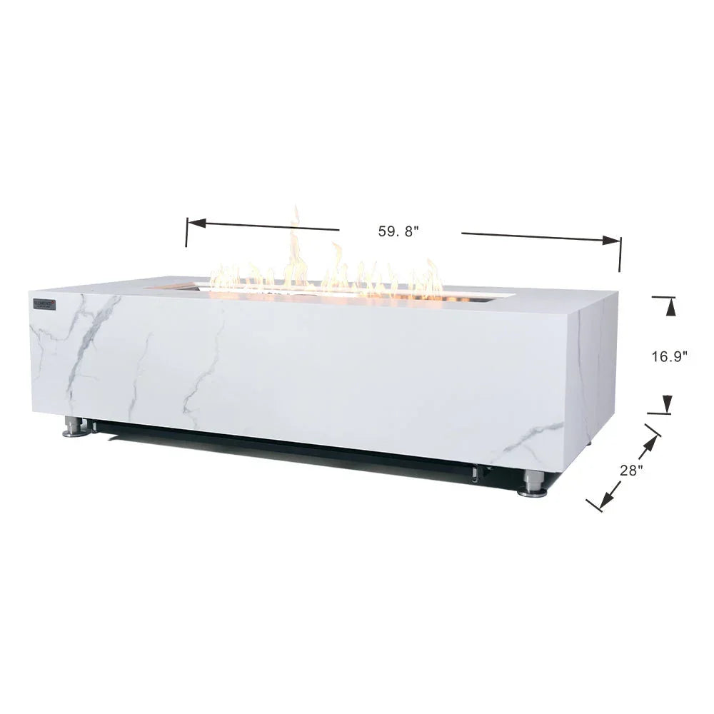 Carrara Outdoor Bianco White Fire Pit Table - Select Fuel Type