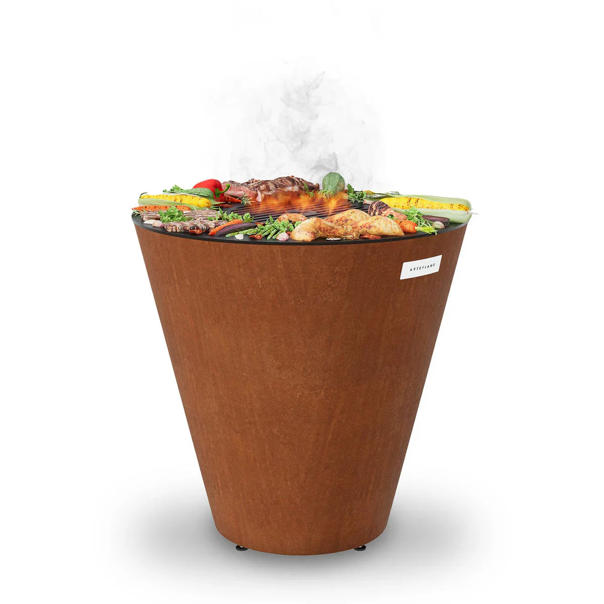 Arteflame ONE30 — 30″ One Series Flat-Top Charcoal Grill & Fire Bowl (Single-Piece CORTEN Steel) - Green Vista Living