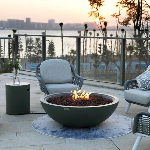 Elementi Plus Rose Bowl 48" Round Concrete Fire Bowl OFG420