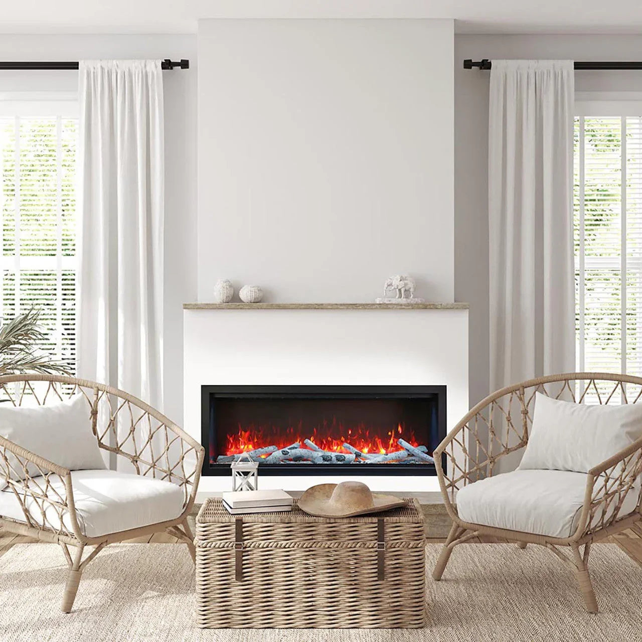 Amantii Symmetry Bespoke 50 Inch Extra Tall Indoor/Outdoor Electric Fireplace - Green Vista Living