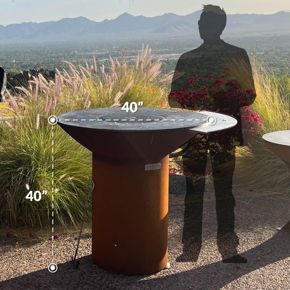 Arteflame Classic 40″ — Storage Base Flat-Top Grill & Fire Bowl (CORTEN Steel) - Green Vista Living
