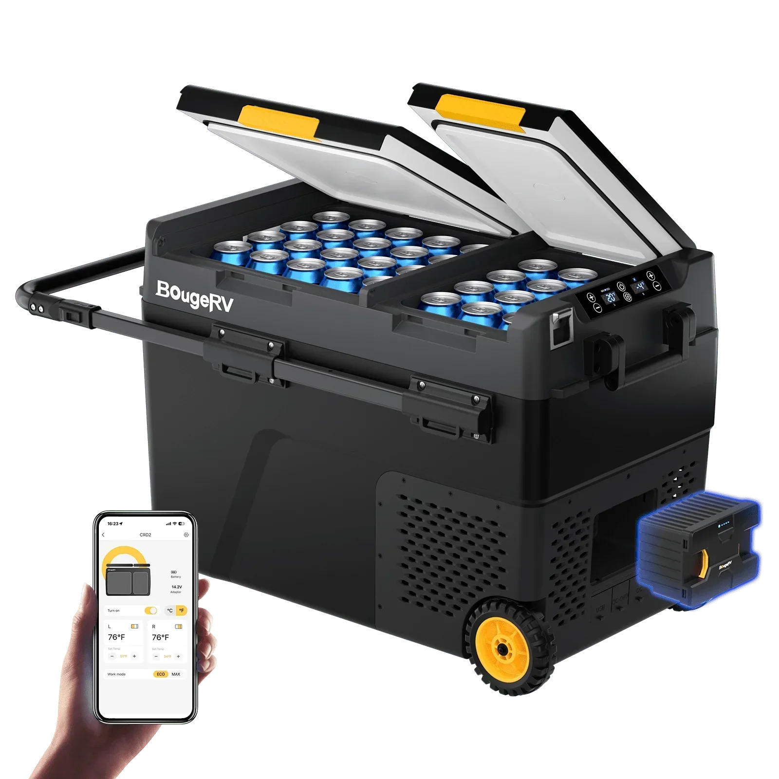 BougeRV CRD2 Dual Zone Solar Battery Portable Fridge Kit