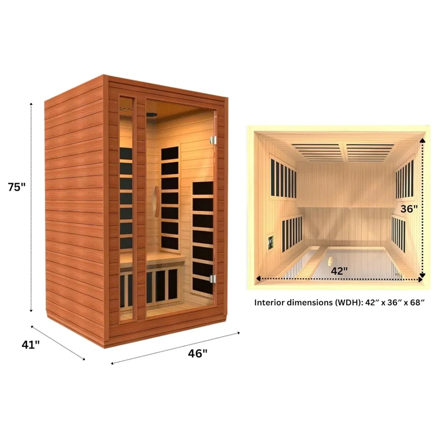Golden Designs Near Zero EMF 2-Person Dynamic Full Spectrum "Cardoba" FAR Infrared Sauna with Hemlock Wood | Model: DYN-6203-02 FS