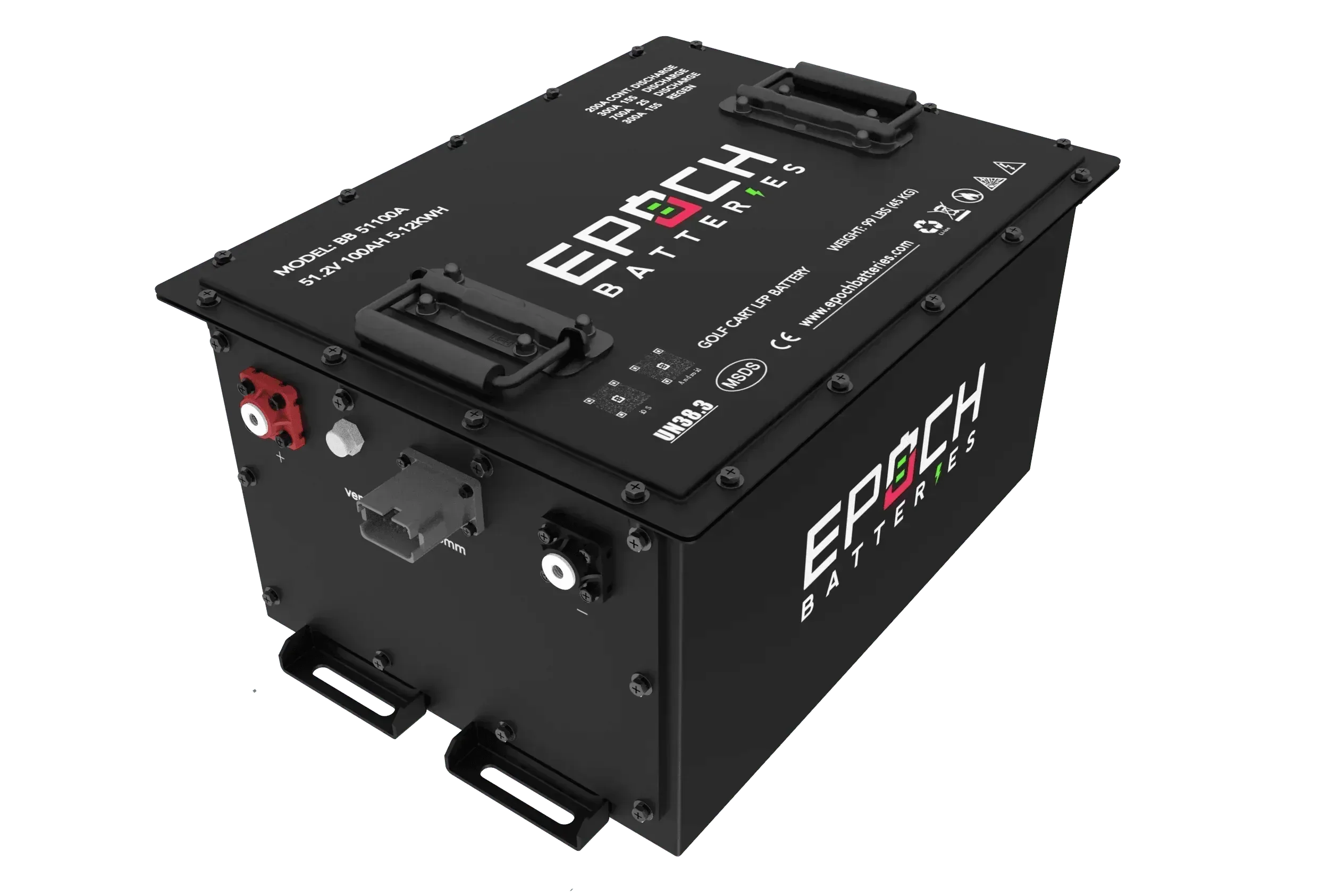 Epoch Batteries 48V 105Ah - LiMax Series - Lithium (LiFePO4) Golf Cart Battery - Complete Kit