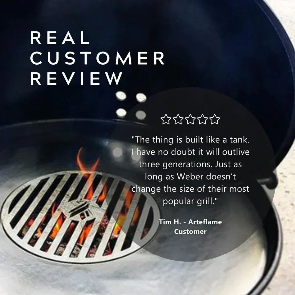 Arteflame 18″ Two-Piece Flat-Top Kit — Fits Weber® Kettle Charcoal Grills (Griddle Ring + Center Grill Grate)
