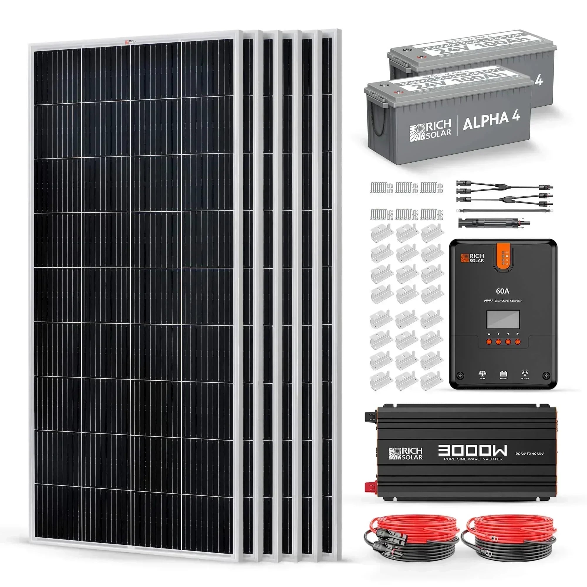 Rich Solar 6 Panel Complete Solar Kit - 1200 Watt 24V