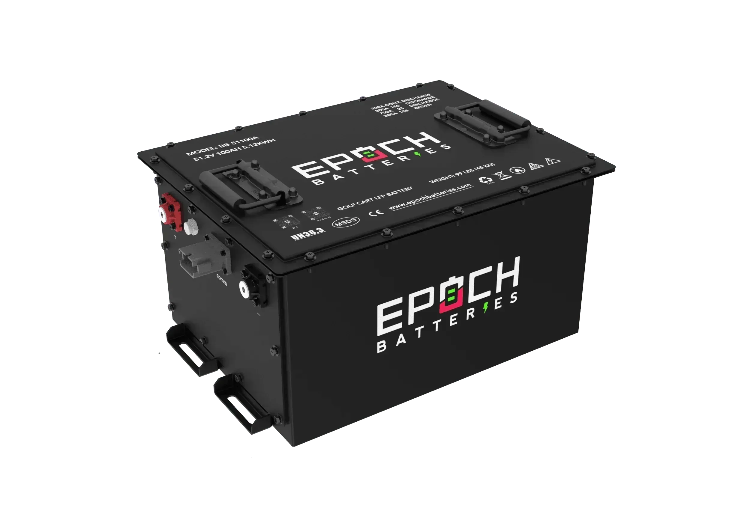 Epoch Batteries 48V 105Ah - LiMax Series - Lithium (LiFePO4) Golf Cart Battery - Complete Kit