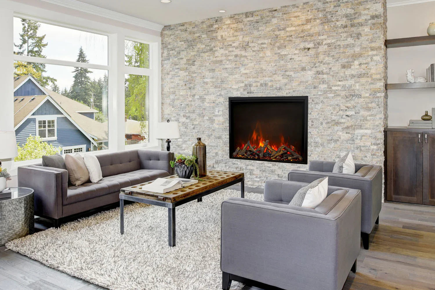 Amantii Traditional Lumina 48-Inch Built-In Indoor/Outdoor Smart Electric Firebox Insert - Green Vista Living