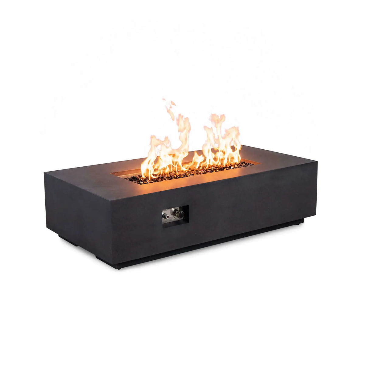 Flame Havens Refuge 56 x 30 inch Rectangle GFRC Fire Pit - Graphite Black