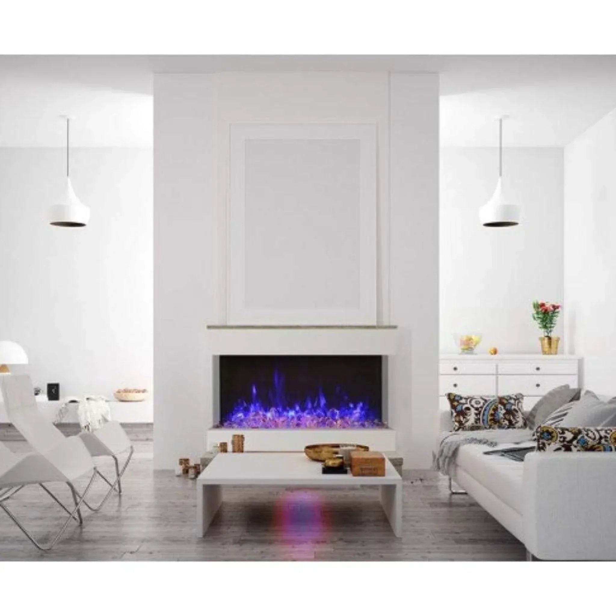 Amantii Tru-View XL XT 40" Three-Sided Indoor/Outdoor Electric Fireplace with Multi-Color Flames