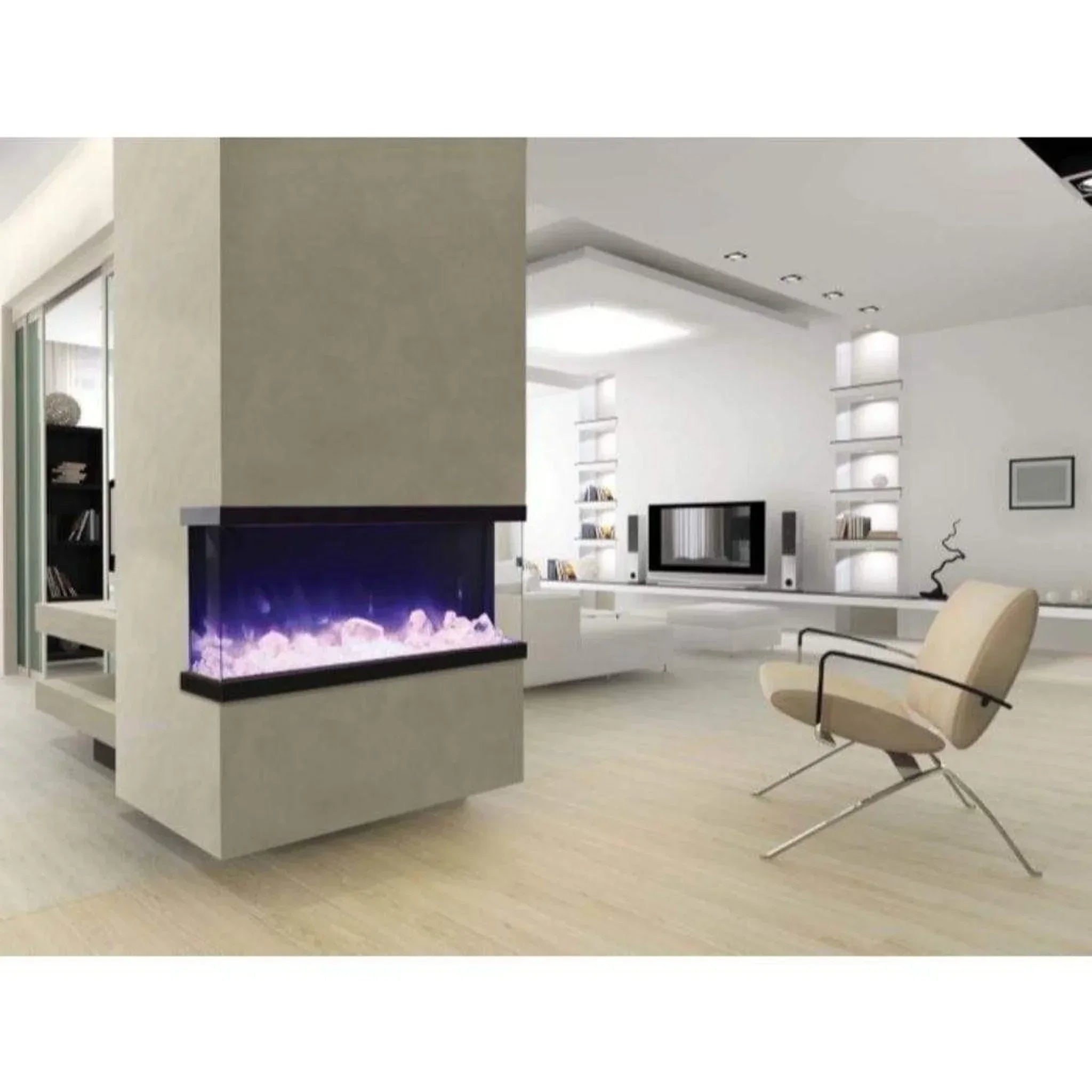 Amantii Tru-View XL XT 50" Three-Sided Electric Fireplace with Designer Media Kit