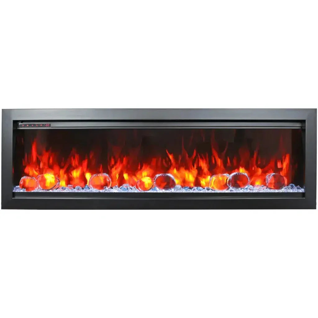 Amantii Symmetry Bespoke 100" Smart Electric Fireplace – Indoor/Outdoor Built-In with Bluetooth & Crackling Sound - Green Vista Living