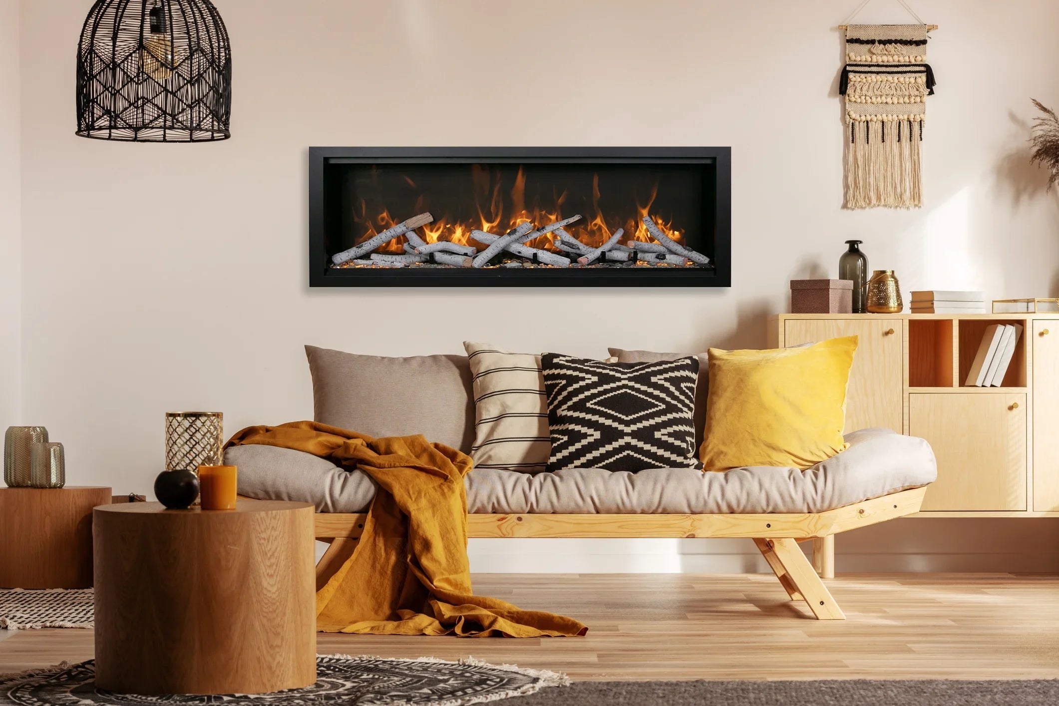 Amantii Symmetry Bespoke 88" Built-In Smart Electric Fireplace – Indoor/Outdoor with Bluetooth and Crackling Sound - Green Vista Living