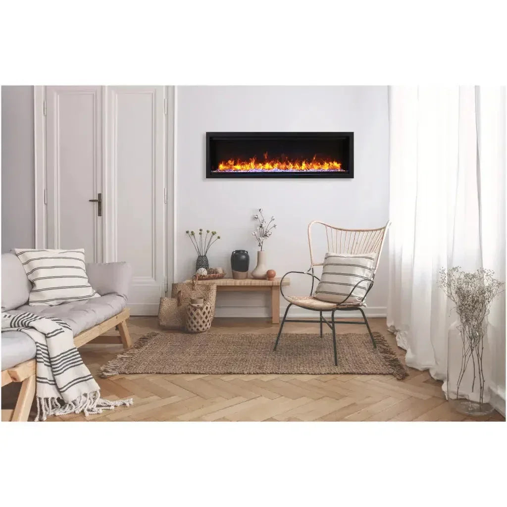 Amantii Symmetry Lumina 100" Smart Built-In Electric Fireplace – Indoor/Outdoor with LED Logset & Front Heat Vent - Green Vista Living