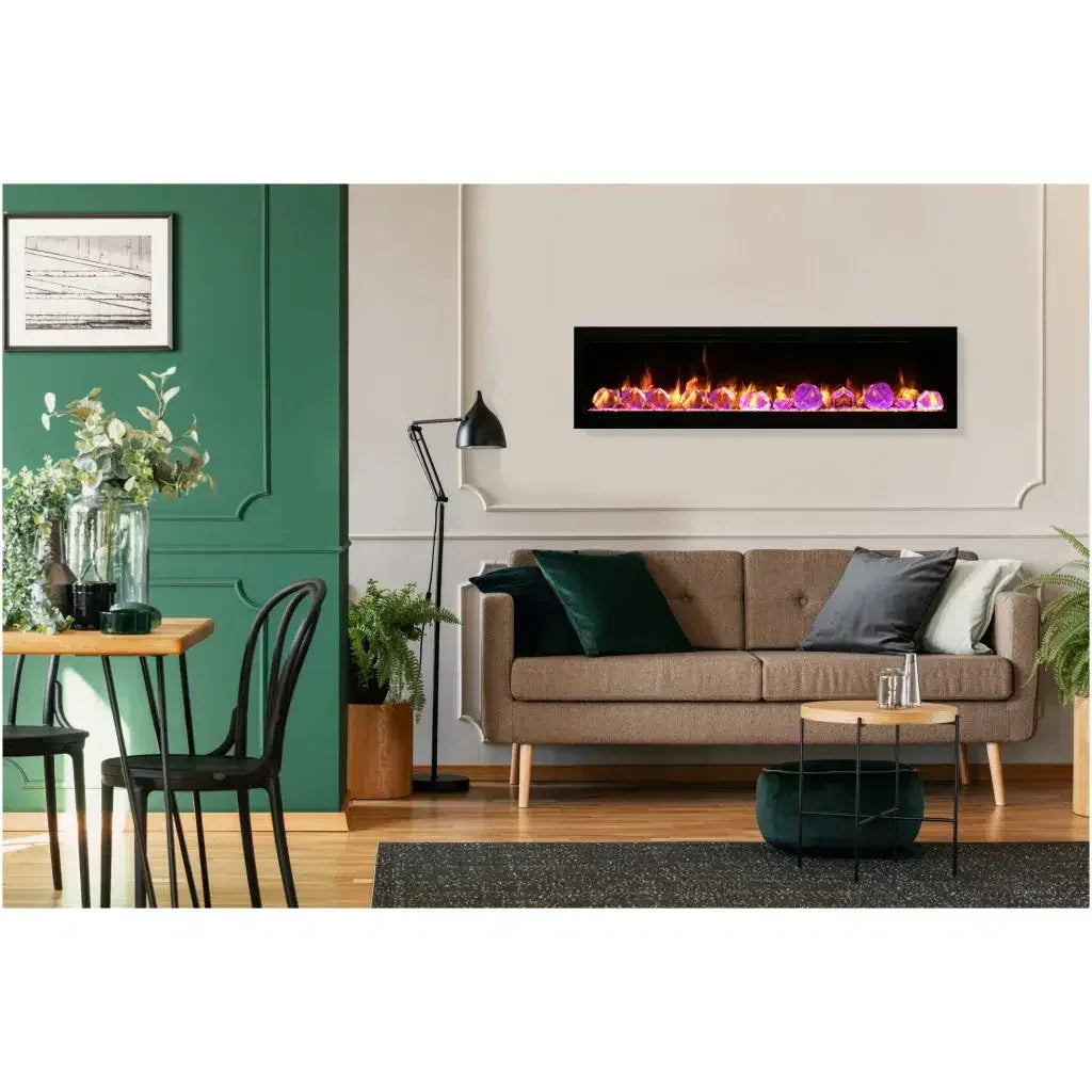 Amantii Symmetry Lumina 42" Smart Built-in Electric Fireplace for Indoor/Outdoor Use with Logset & Front Vent Heat - Green Vista Living