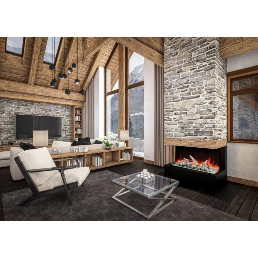 Amantii Tru View Bespoke 55" Three-Sided Indoor/Outdoor Electric Fireplace with Smart Control and Bluetooth - Green Vista Living