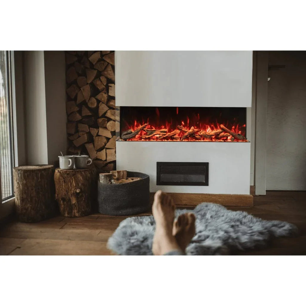 Amantii Tru View Bespoke 55" Three-Sided Indoor/Outdoor Electric Fireplace with Smart Control and Bluetooth - Green Vista Living