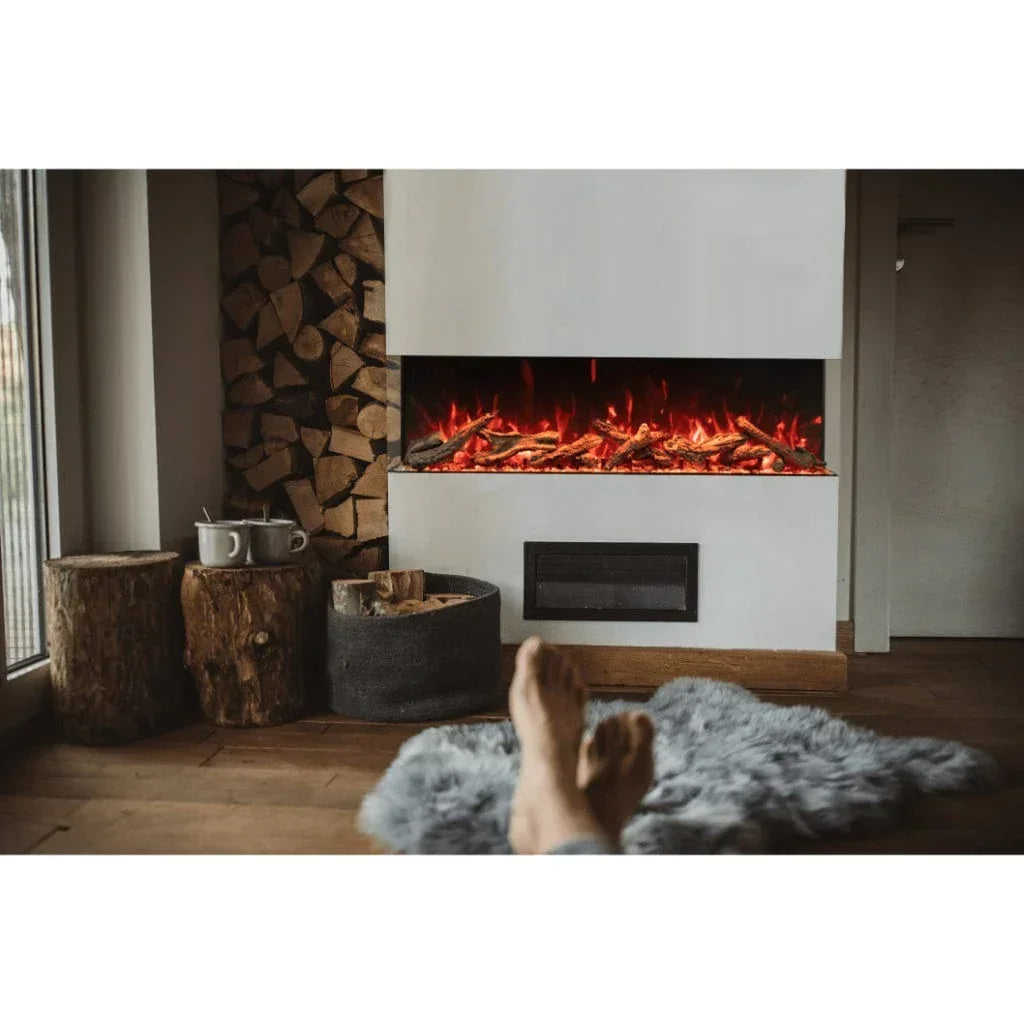 Amantii Tru View Bespoke 55" Three-Sided Indoor/Outdoor Electric Fireplace with Smart Control and Bluetooth