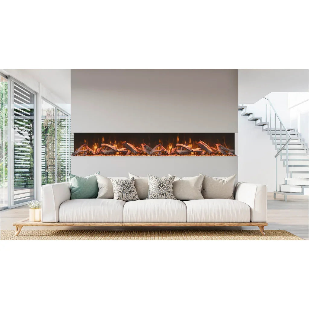 Amantii Tru View Bespoke 85" Panoramic 3-Sided Electric Fireplace for Indoor/Outdoor Installation - Green Vista Living